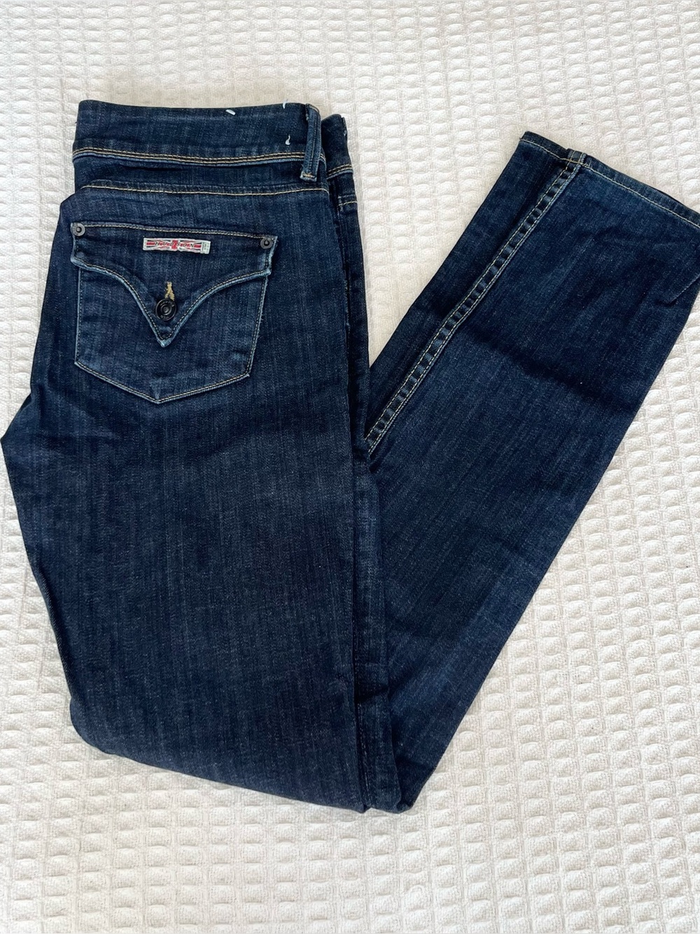 Hudson Jeans Women's Collin Mid-rise Skinny Jeans in Dark Blue Denim size 27